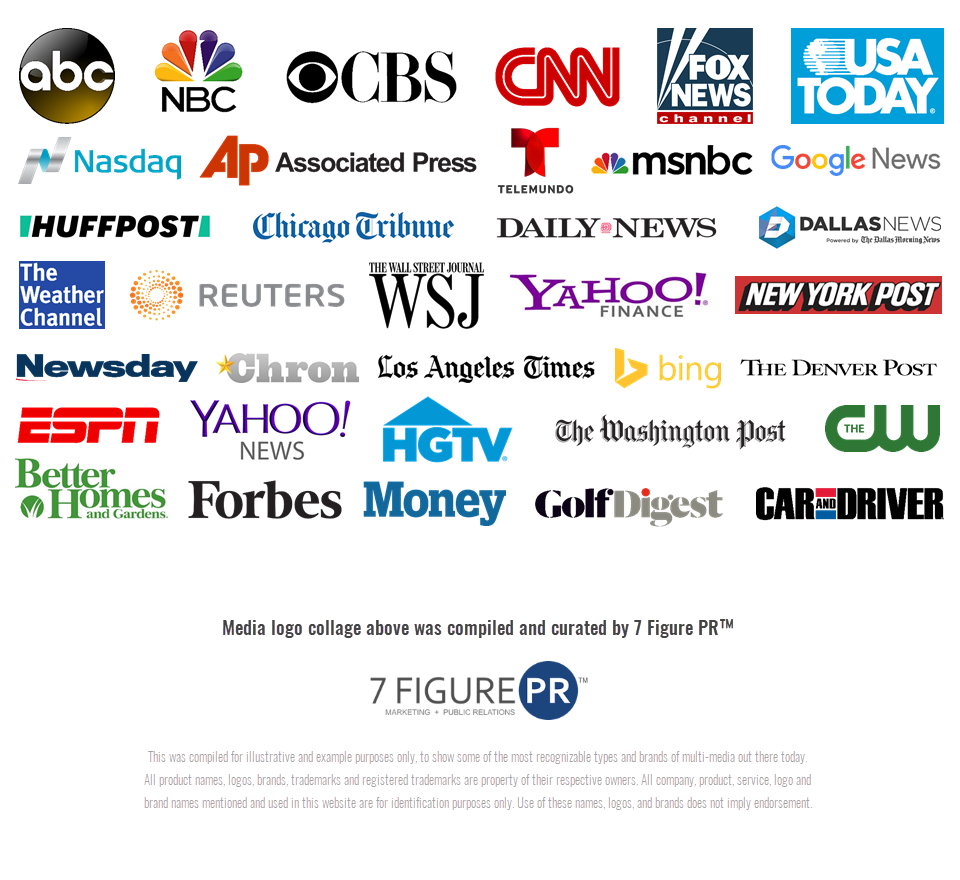 Media Coverage Logo Collage Infographic by 7 Figure PR
